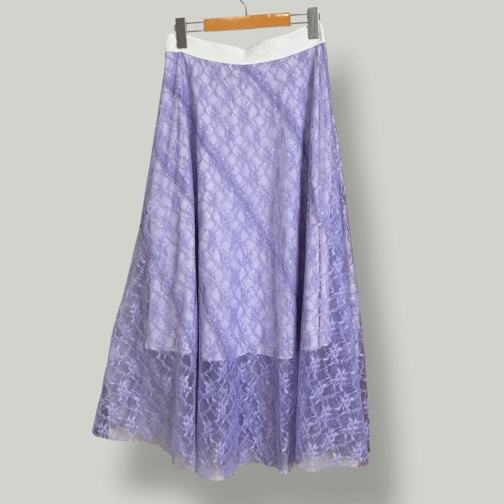 Sandro Skirt Women Size 3 Medium Midi Highwaisted Lace Preppy A-line High-rise - Picture 5 of 14